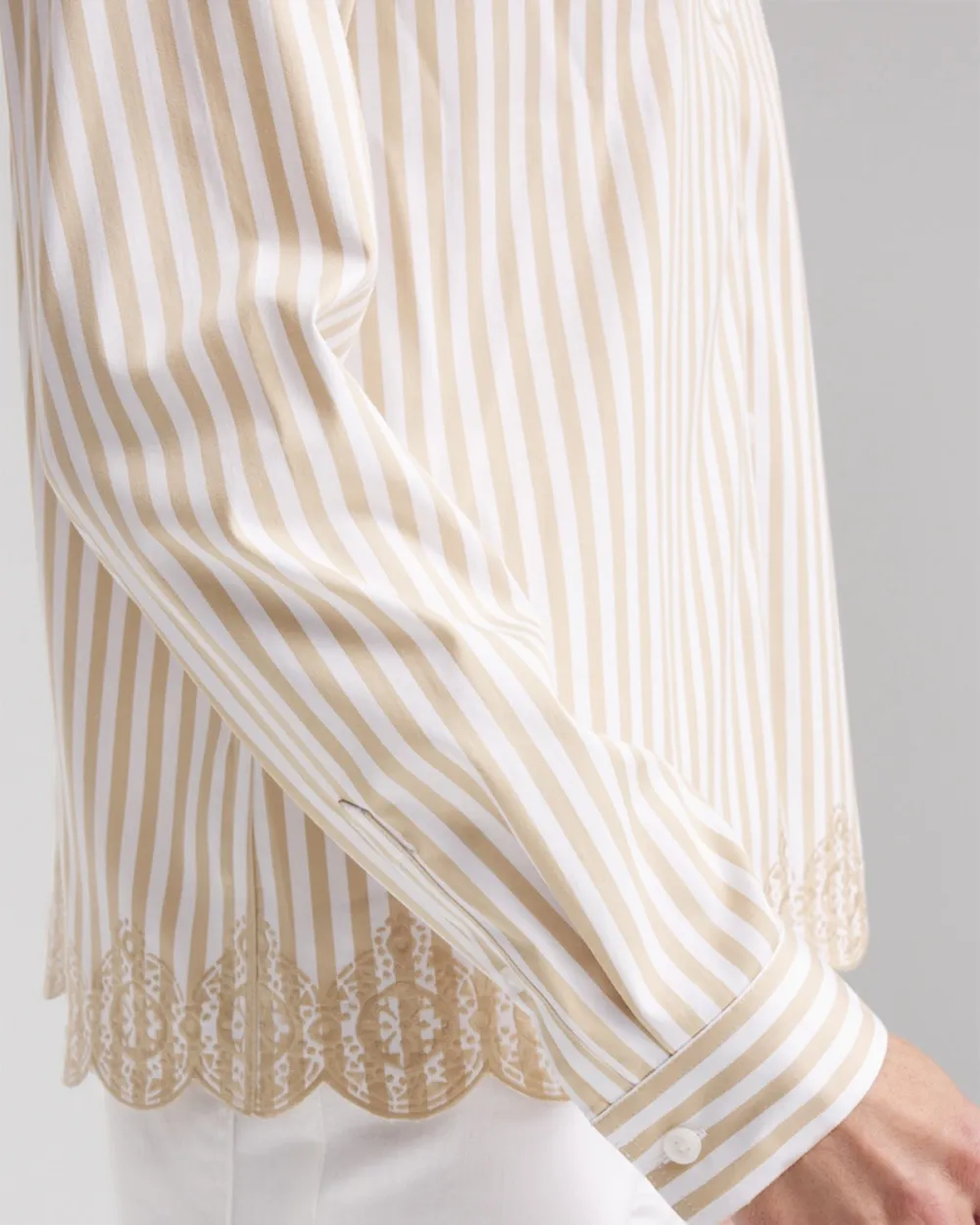 Beige Striped Long Sleeve Shirt