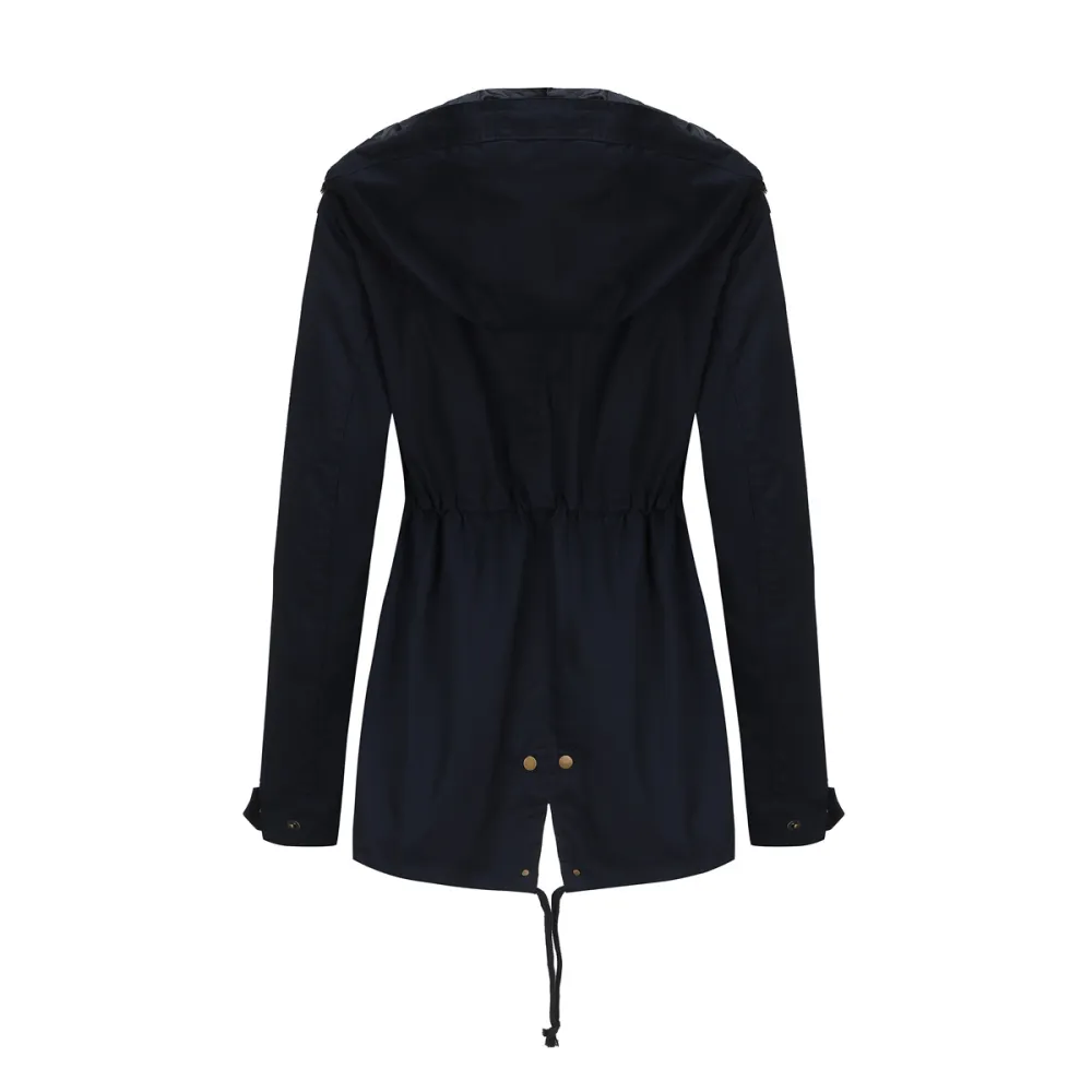 Adjustable waist hooded women jacket