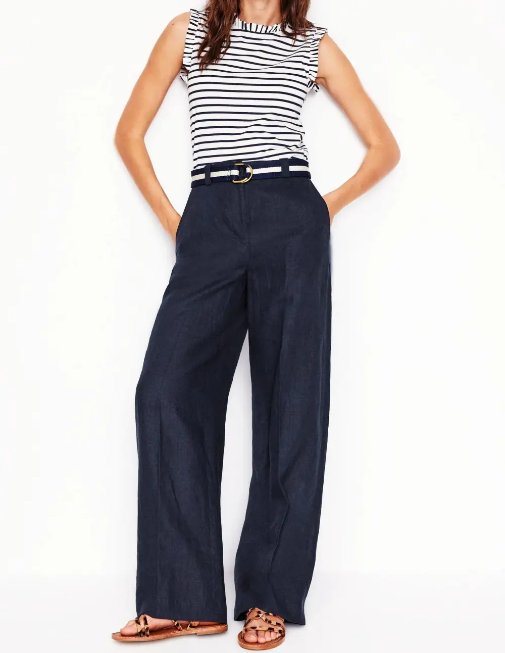 Navy Blue Westbourne Linen Pants
