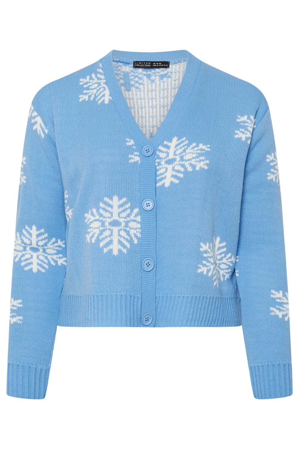 LIMITED COLLECTION Curve Blue Snowflake Knitted Cardigan