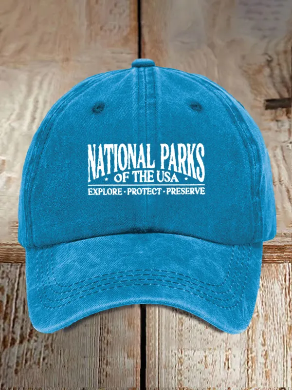 National Parks Of The USA Checklist Front/Back Print Comfort Colors Baseball Caps