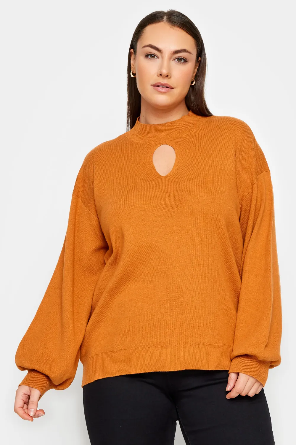 Evans Brown Keyhole Long Sleeve Jumper