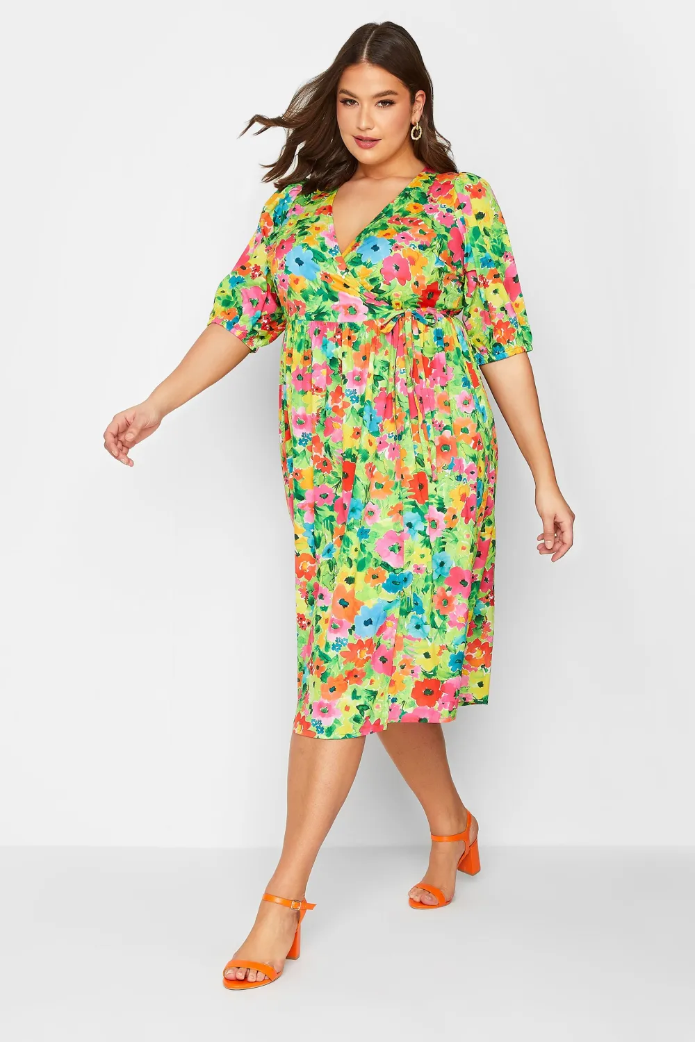 YOURS Curve Green Floral Midaxi Dress