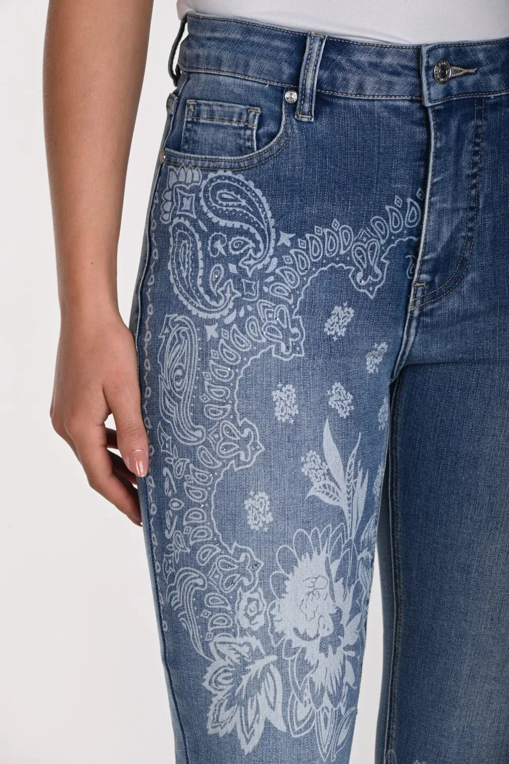 Light Blue Embroidered Denim Jeans