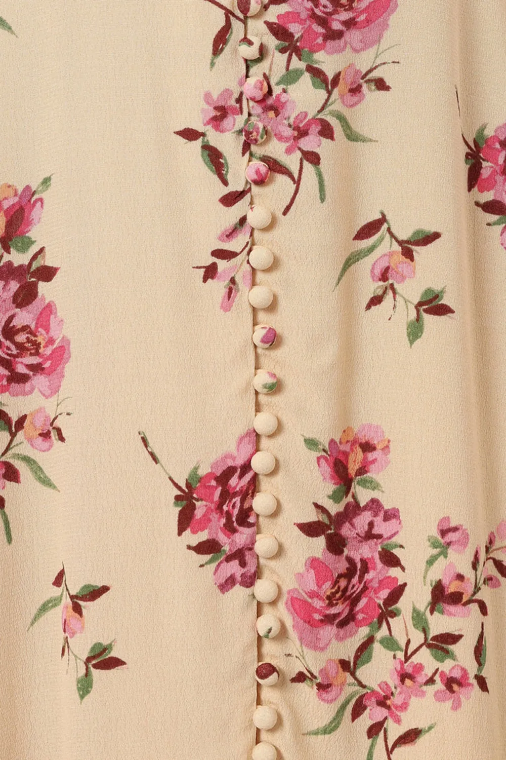 VANILLA ROSE FLORAL MIDI DRESS