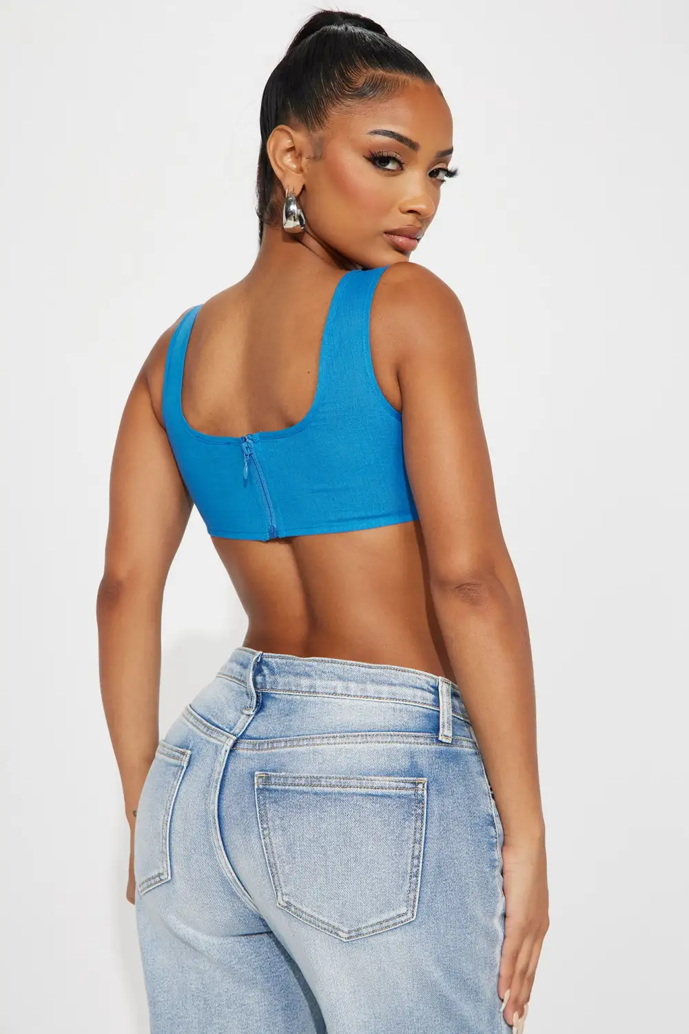 Azriel Linen Corset Top - Blue