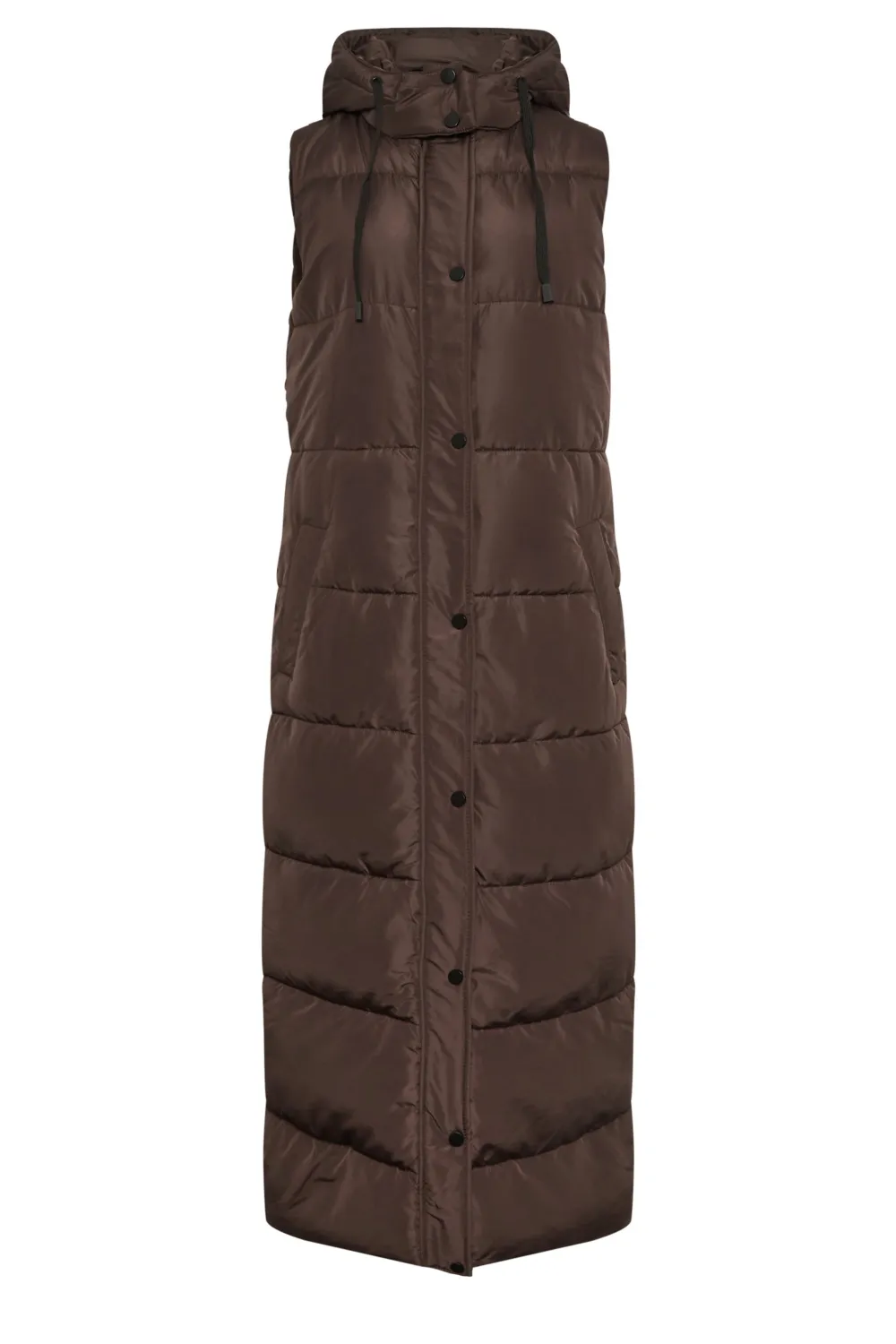 LTS Tall Chocolate Brown Midaxi Padded Gilet