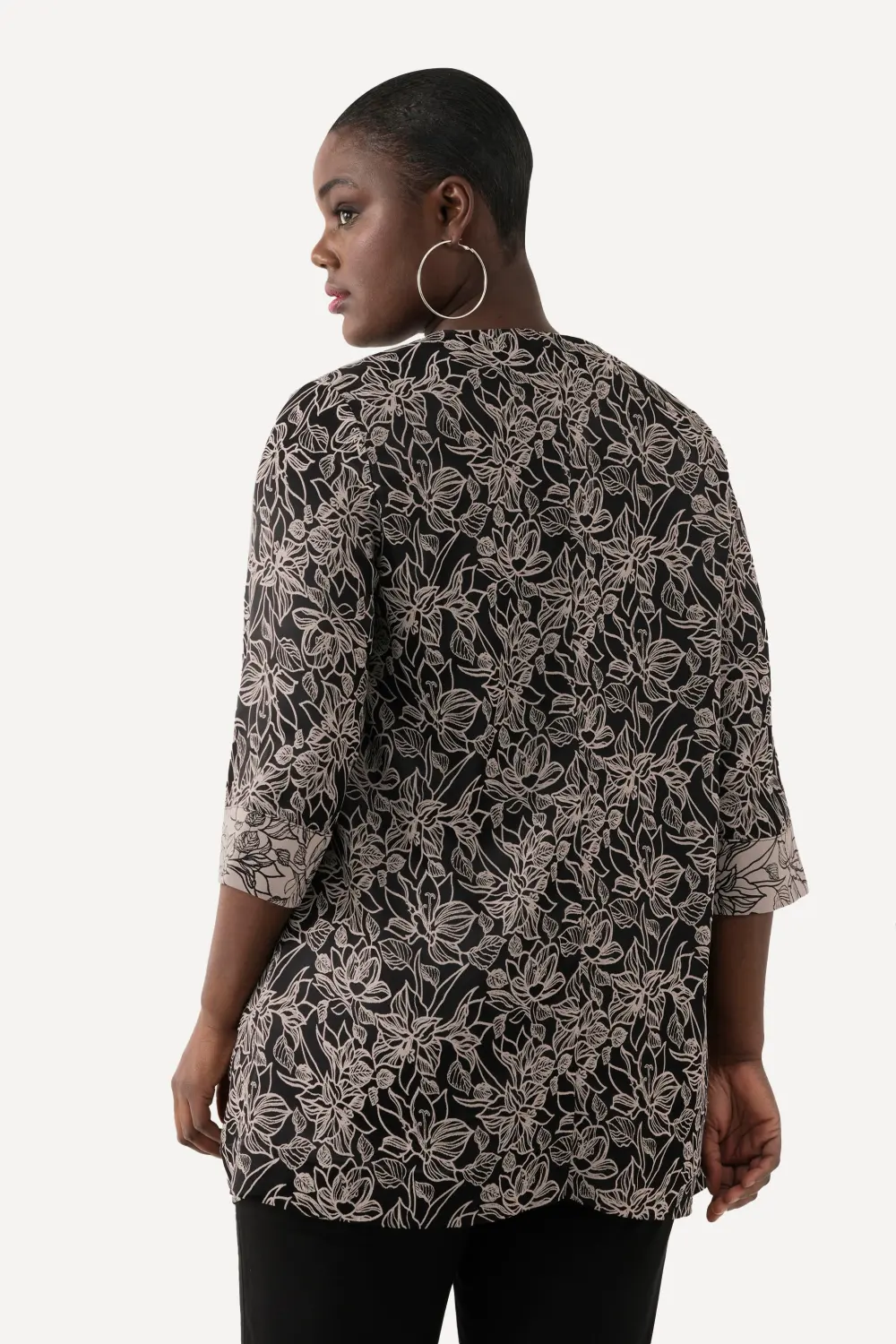 Jacke Blüten A-Linie V-Ausschnitt Hakenverschluss