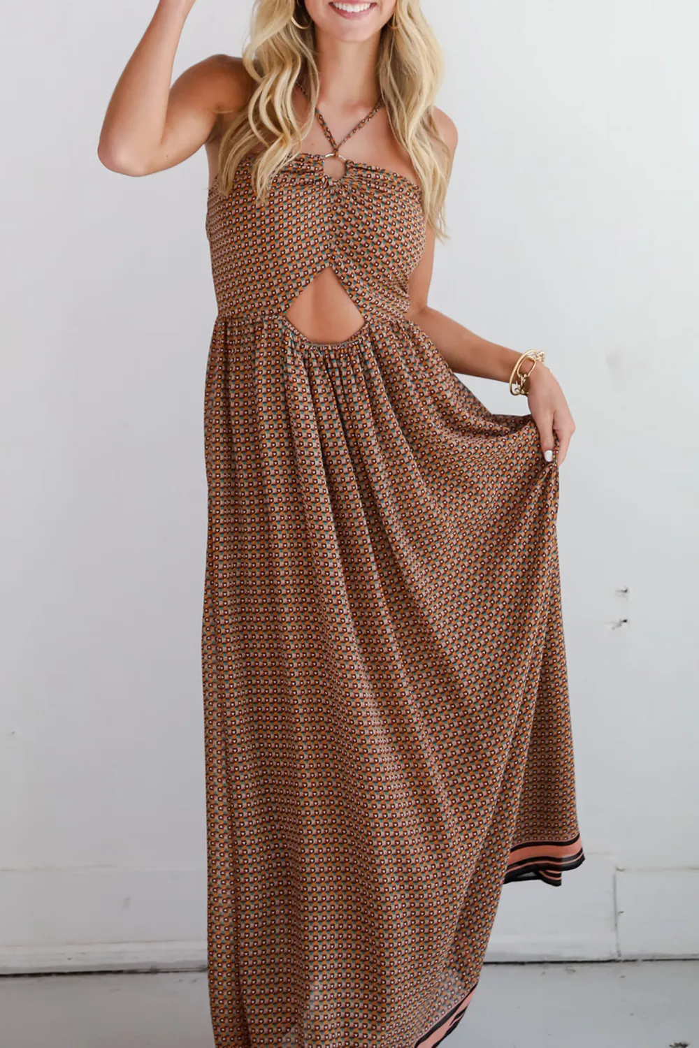 Exceptional Fate Mocha Maxi Dress