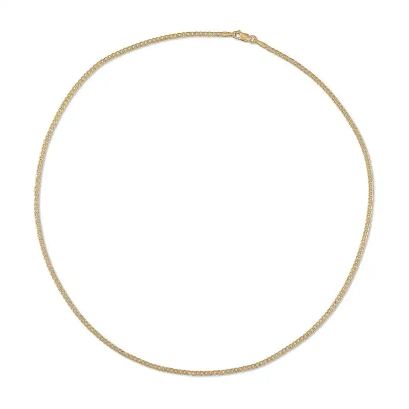 Solid Curb Chain Necklace 14K Yellow Gold 18