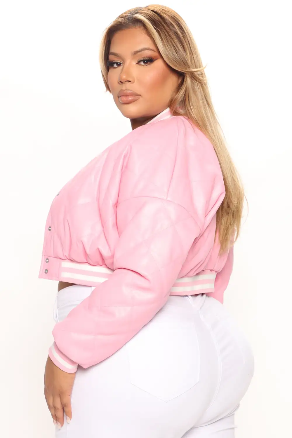 Change Of Plans Cropped Bomber - Pink