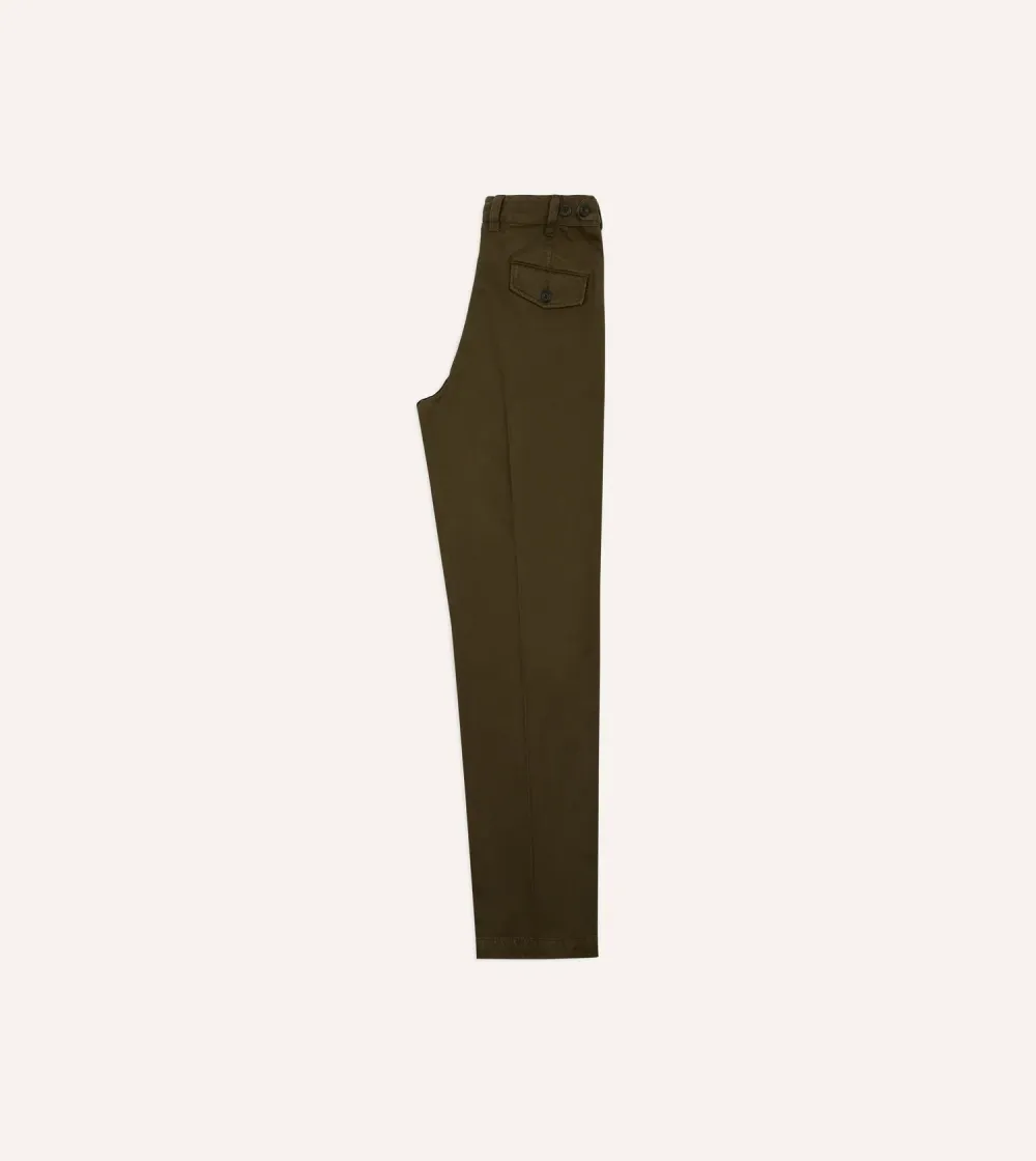 Brown Textured Cotton Flat Front Chino Daily
