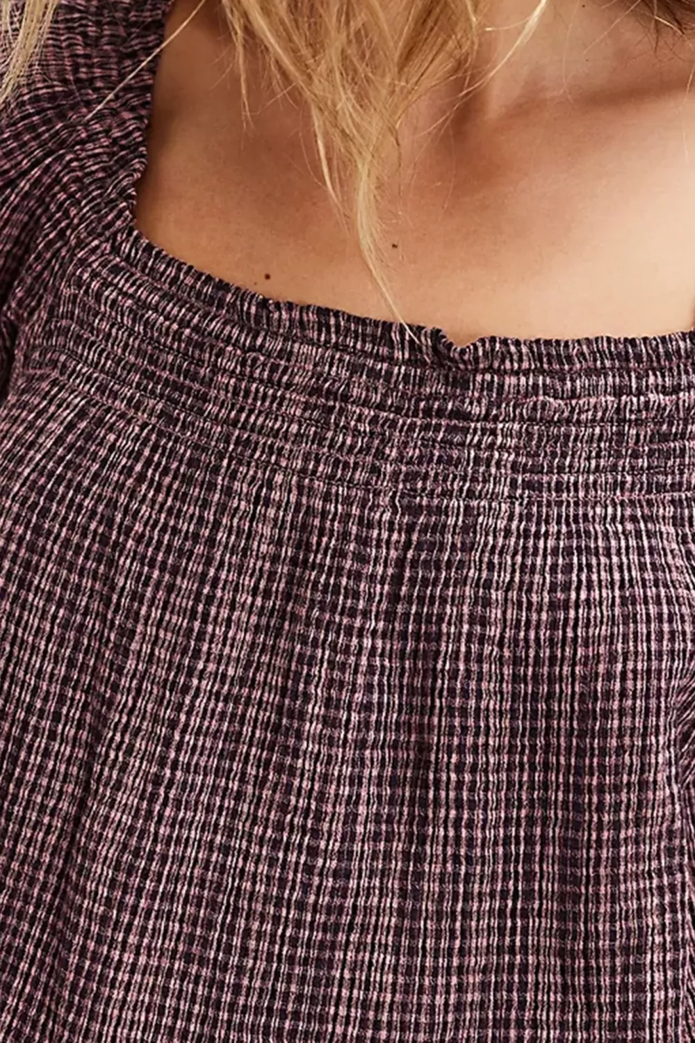 Plaid Square Neck Mini Dress