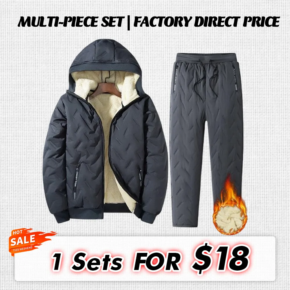 【Clearance Sale】Men’S Autumn Winter Fleece Thickened Set - Multi-Pocket Design, Perfect For Daily Work Commute, Outdoor Leisure & Skiing Clothes Menswear Men'S 2 Piece Set Formal Beige Men'S Sweatsuit Set Men Sweatsuit Set Men 2 Piece Sets Men'S 2 Piece S