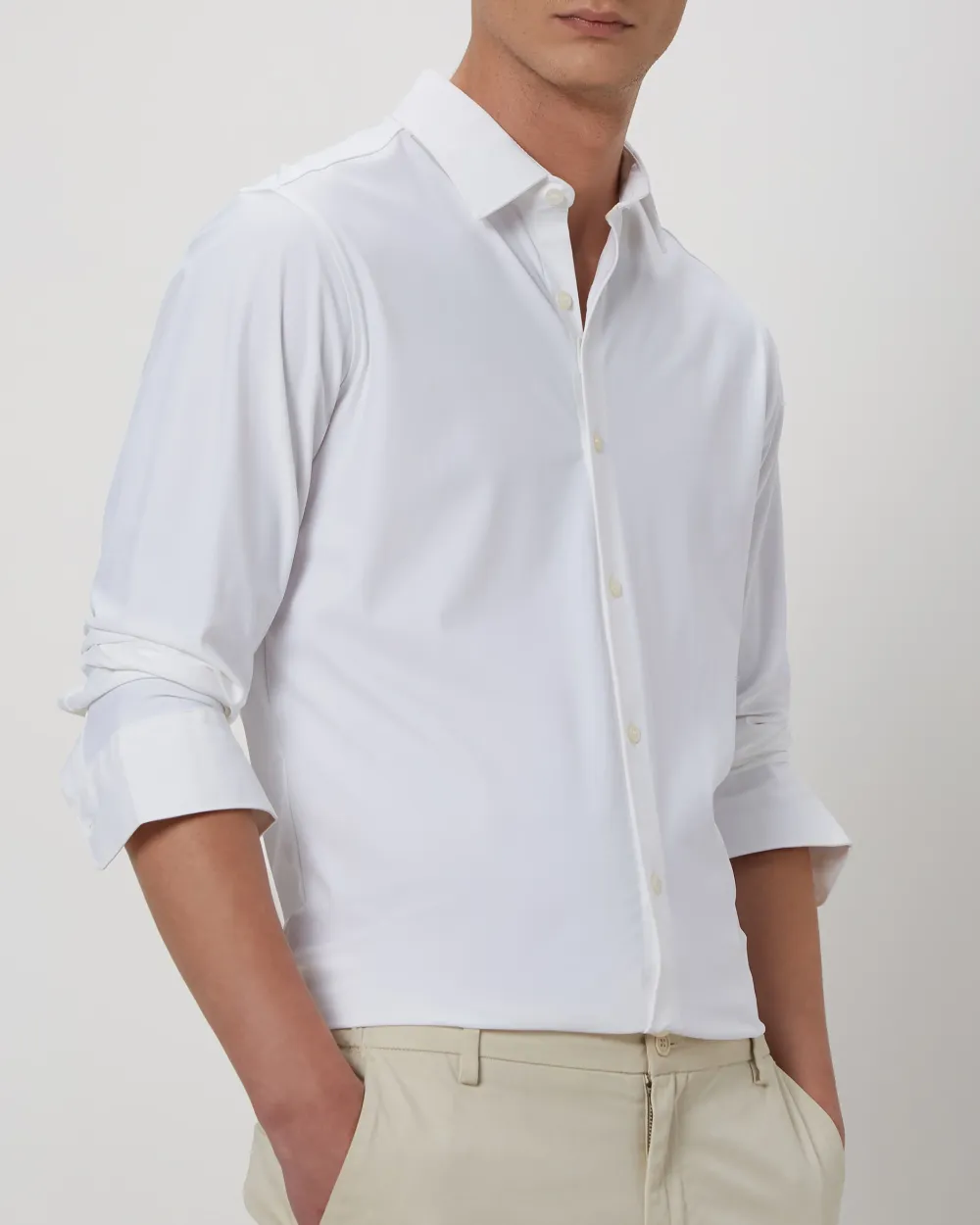 Simple And Comfortable Slim-Fit Breathable White Shirt