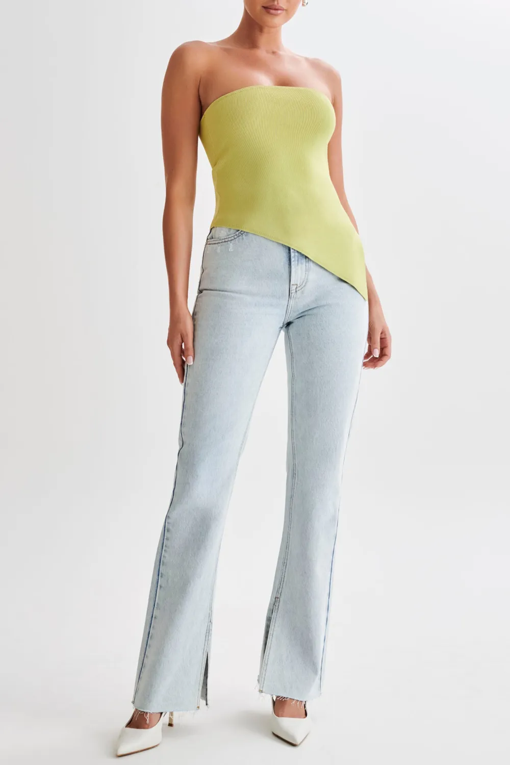 Asymmetrical Strapless Knit Top