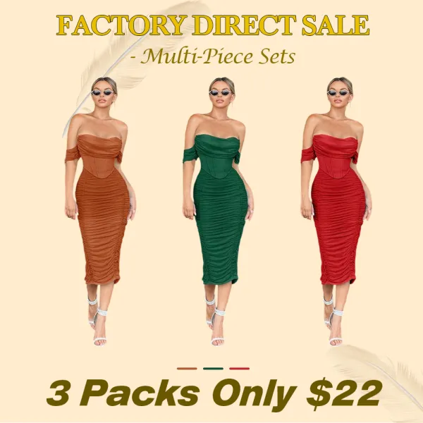 Women's Off The Shoulder Cocktail Midi Dress with Built-in Bra Ruched Bodycon Corset for Fall Homecoming Wedding Guest Formal Party - Sleeveless