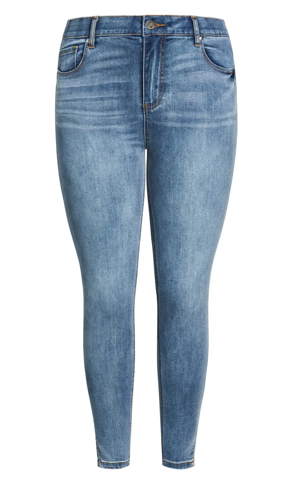 Evans Light Blue Wash Split Hem Skinny Jeans