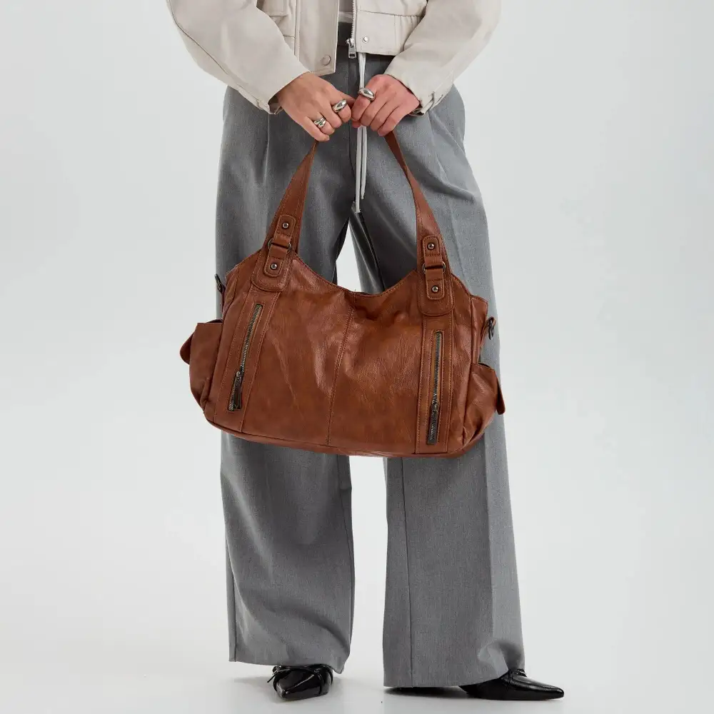 Pocket Front Leather Crossbody Bag