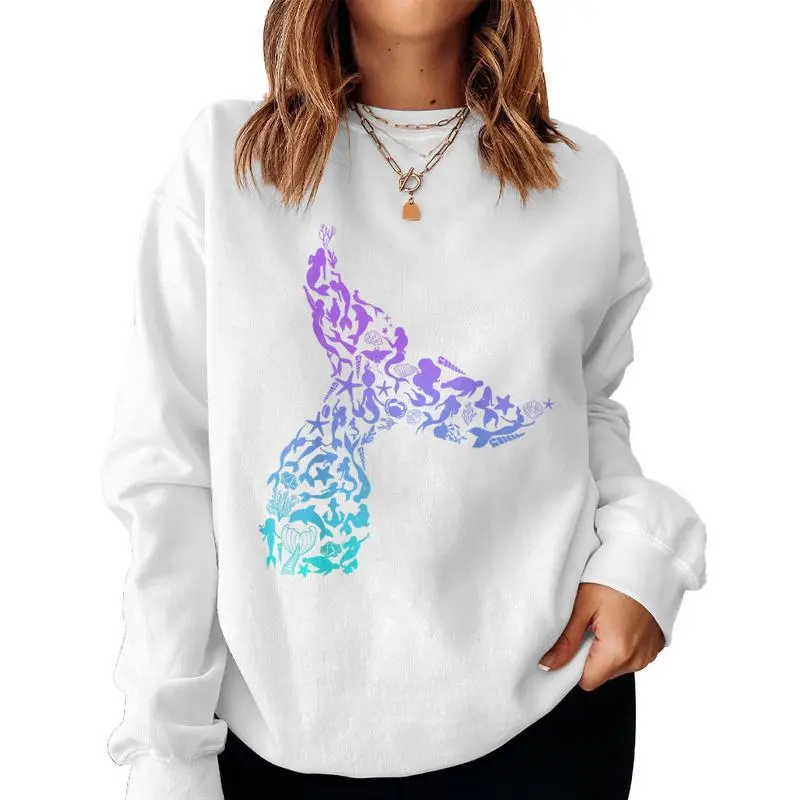 Girls Whale Mermaid Tail Fantasy Sea Ocean Themed Women Sweatshirt