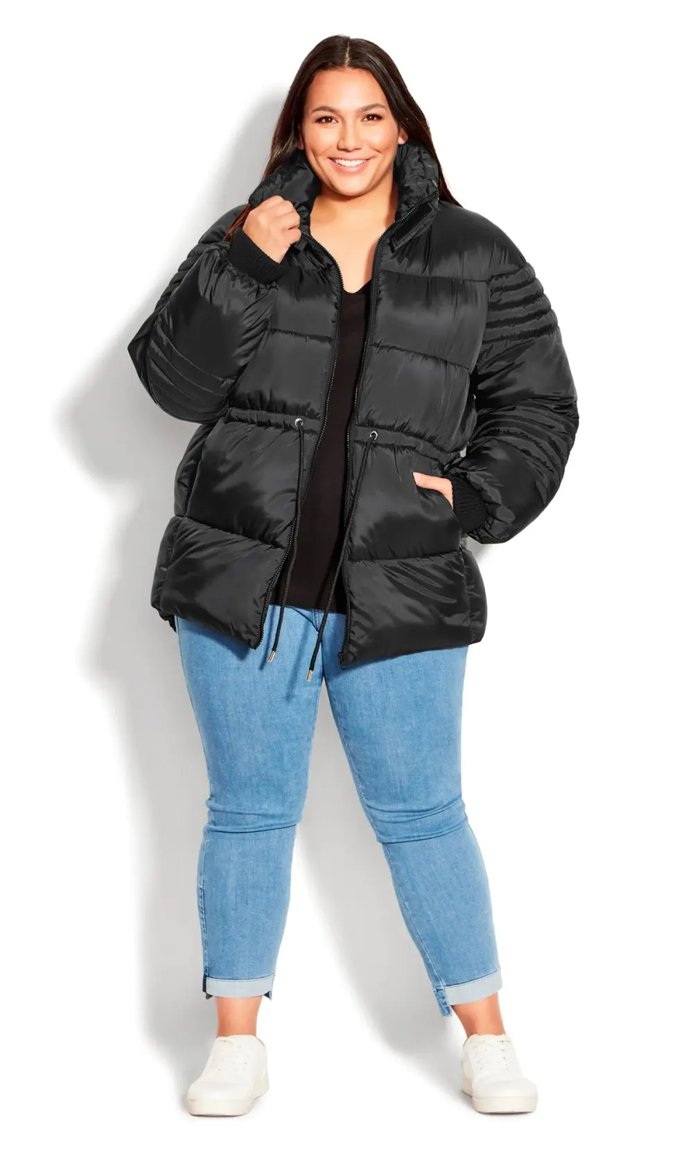 Evans Black Puffer Coat