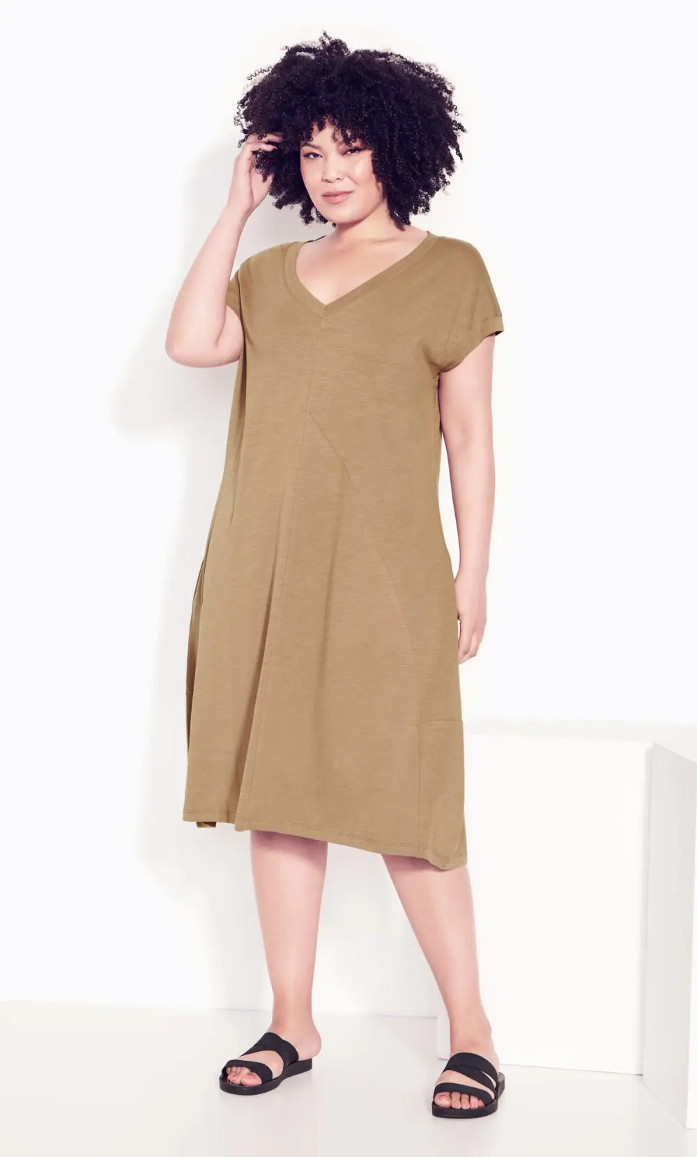 Evans Brown Cut Out T-shirt Dress
