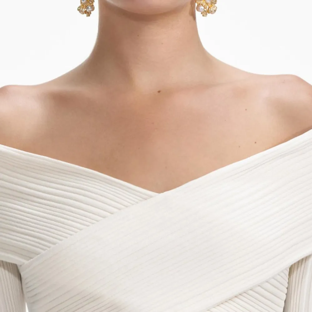 Cream Off Shoulder Knit Top