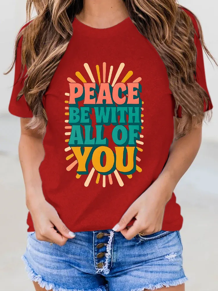 Women'S Habemus Pope Leo Xiv Peace Be With All Of You Round-Neck Short-Sleeved T-Shirt