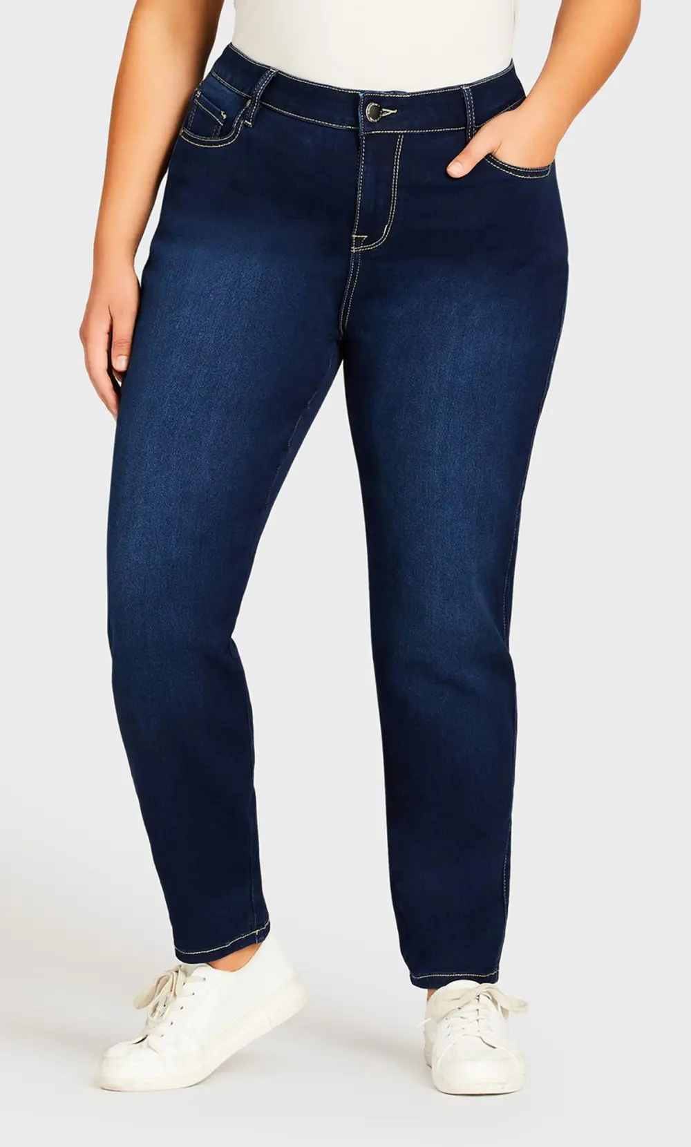 Evans Dark Blue Stitch Detail Skinny Jeans