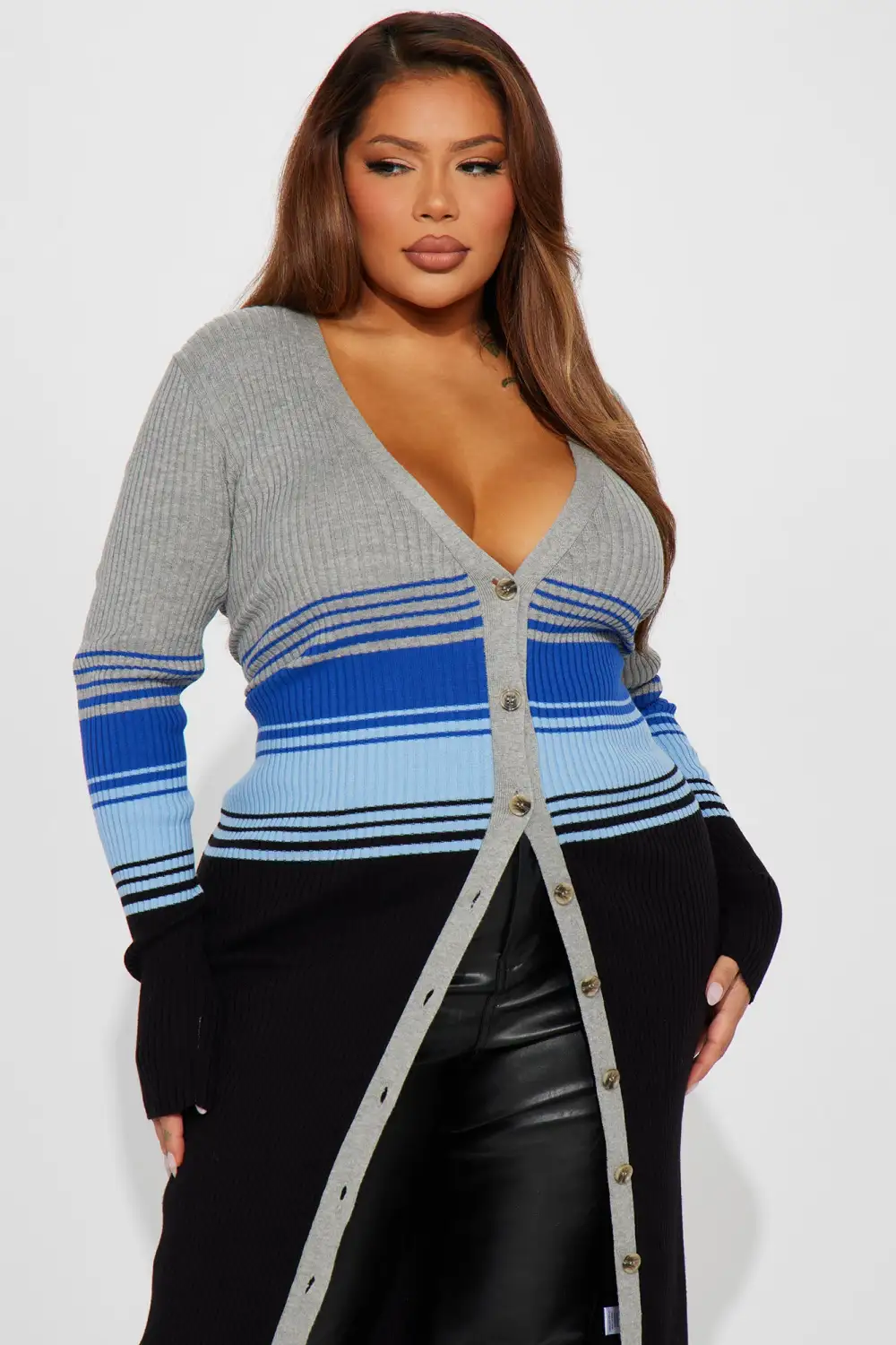 Braya Striped Cardigan - Blue/combo