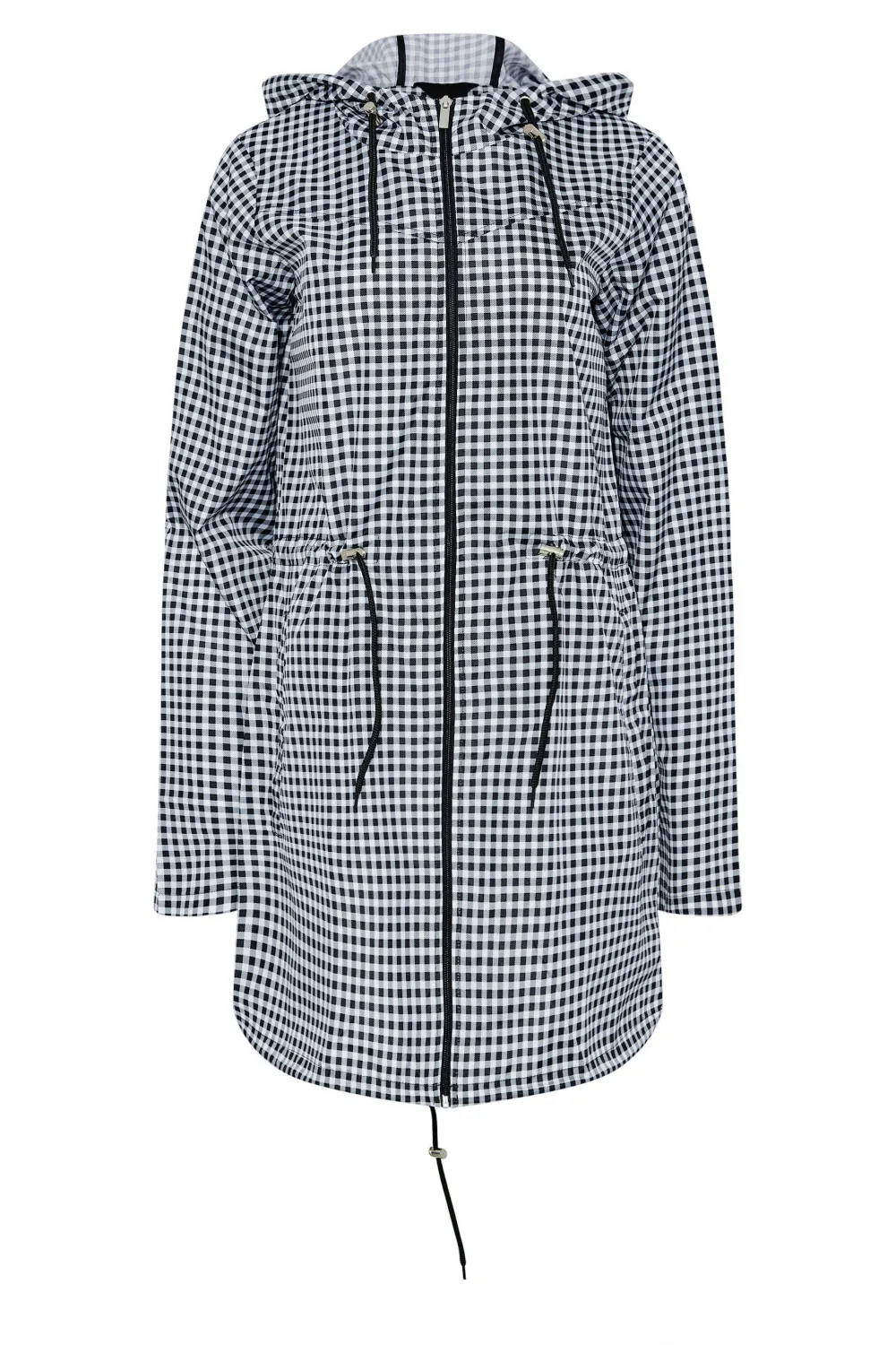 Casual Style Gingham Pocket Parka Coat