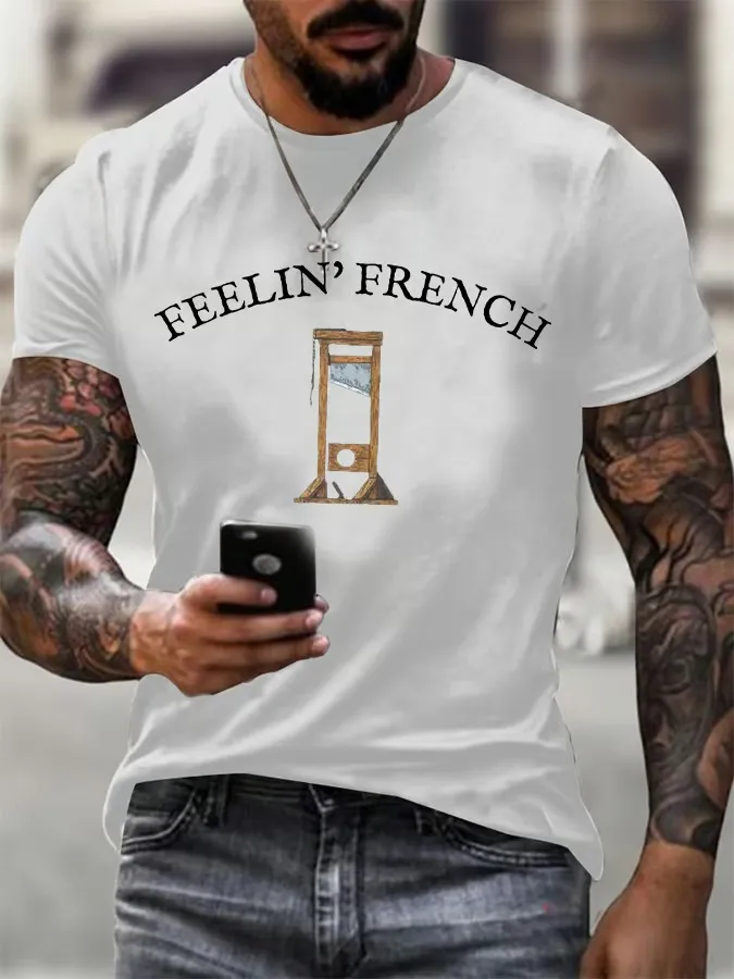 Men'S T-Shirt Men'S Guillotine FDT Printed Casual T-Shirt Pure Cotton Crewneck Printed Short Sleeve