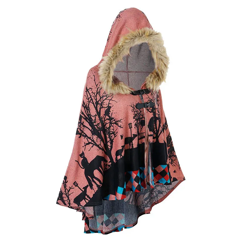 Mysterious style pattern soft hooded cloak