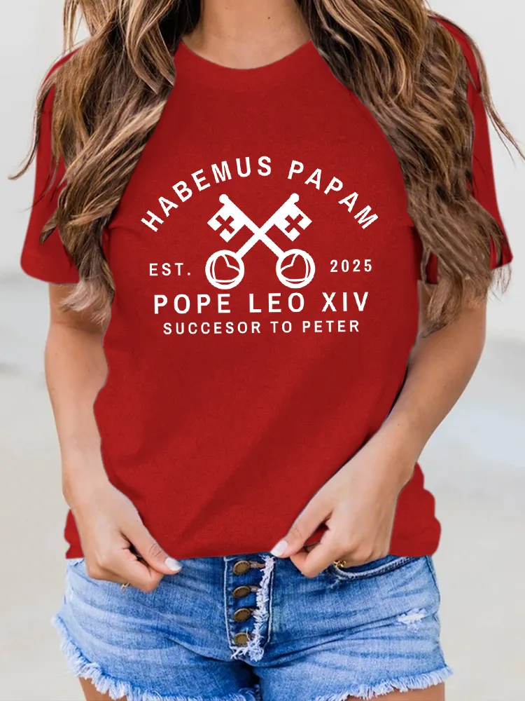 Women'S 2025 Habemus Papam Pope Leo Xiv Succesor To Peter Round-Neck Short-Sleeved T-Shirt