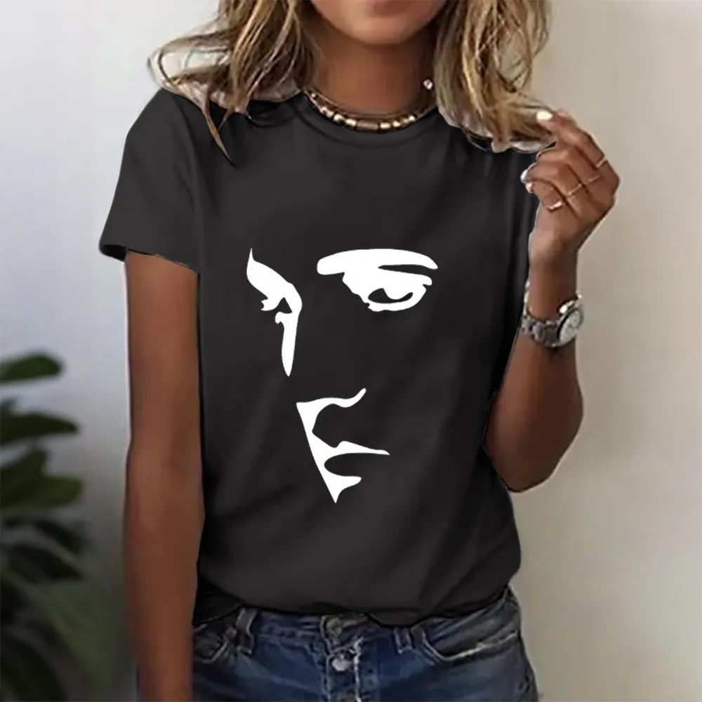 Women's Character Print Short Sleeve Round Neck Cotton T-Shirt