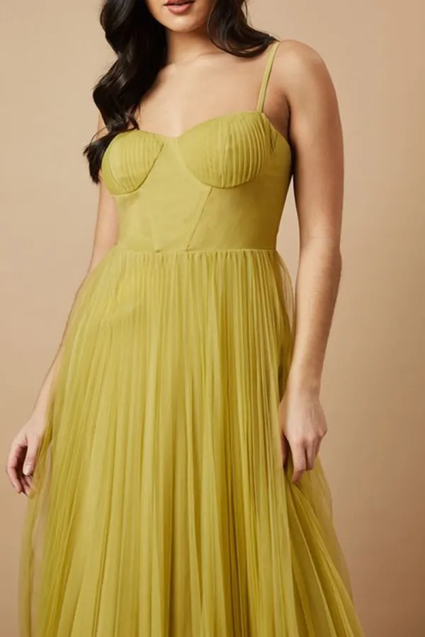 Casual Style Soft Lime Corset Detail Dress