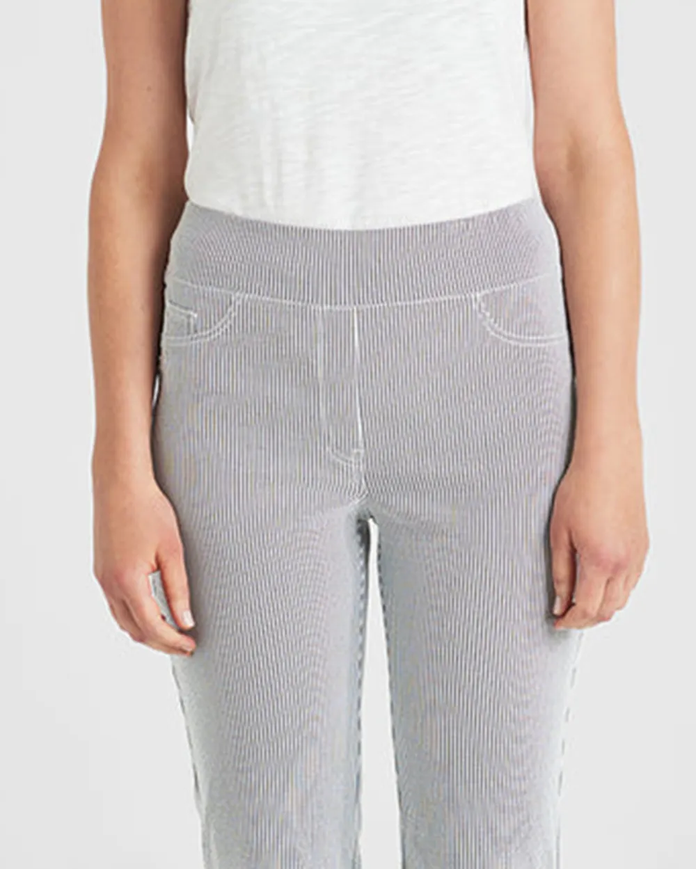 Striped Knit Knee Length Shorts