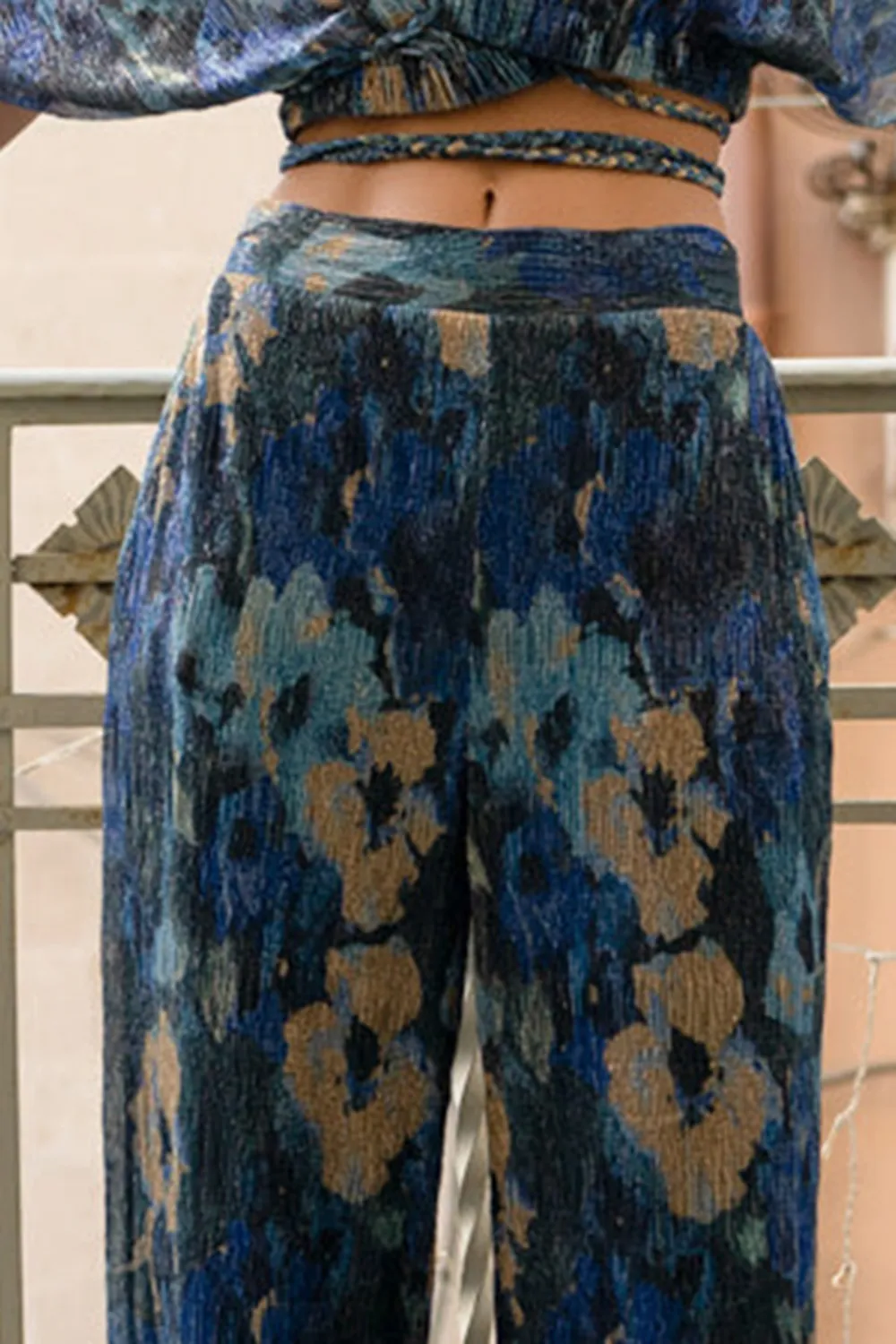 Multicolor Metallic Floral Pant