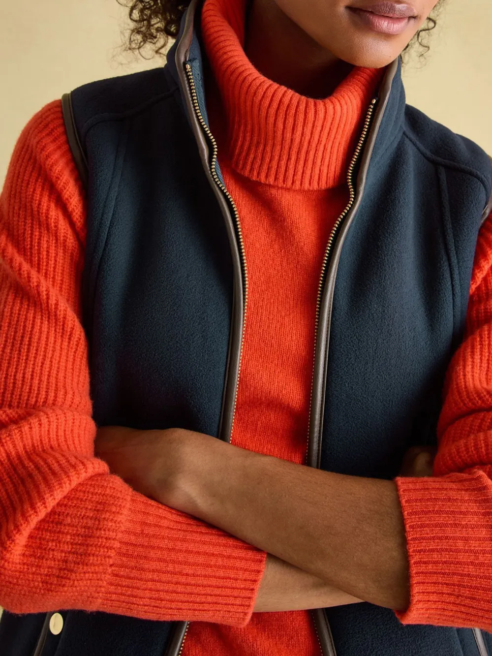 Navy Slight Stretch Fleece Gilet