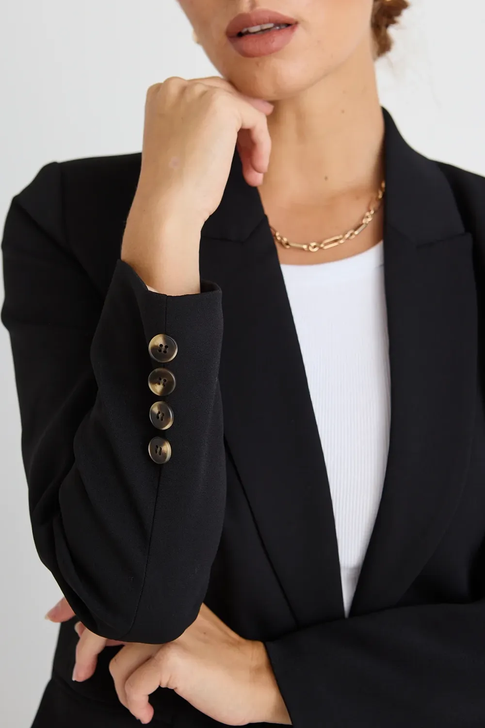 Crepe Black Boyfriend Semi Fitted Blazer