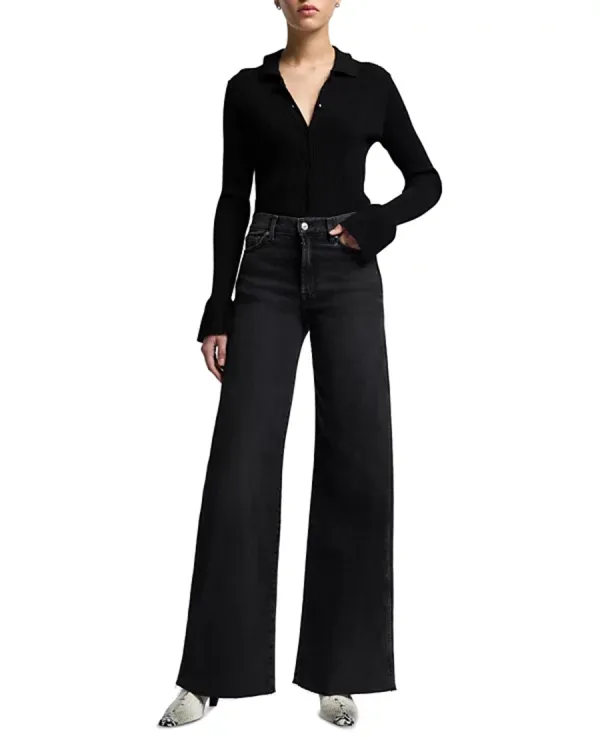 Black Daily Wide Leg Jeans