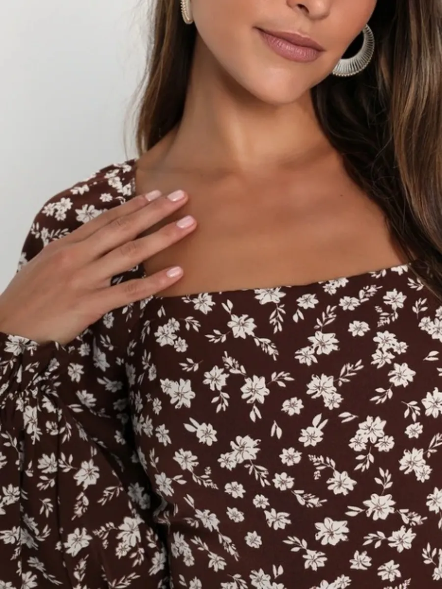 Floral Square Neck Dresss