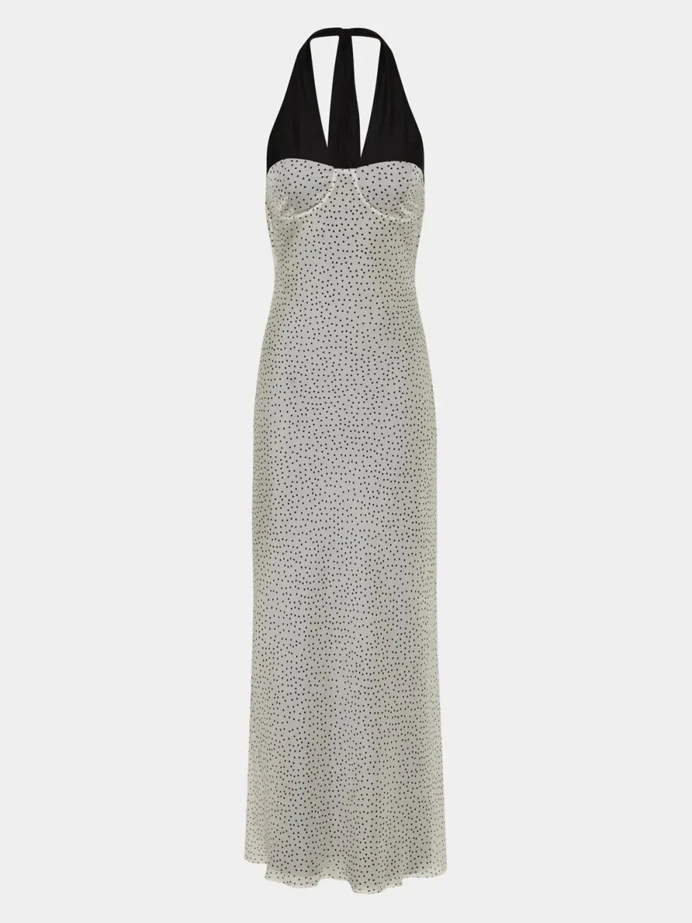 Adjustable Halter Neck Polka Maxi Dress