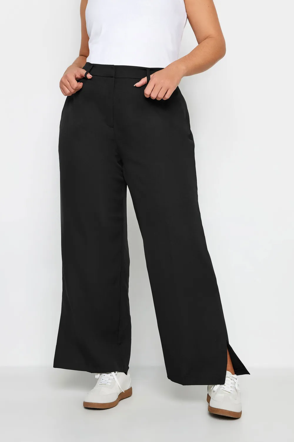 YOURS Curve Pink Split Hem Flared Trousers