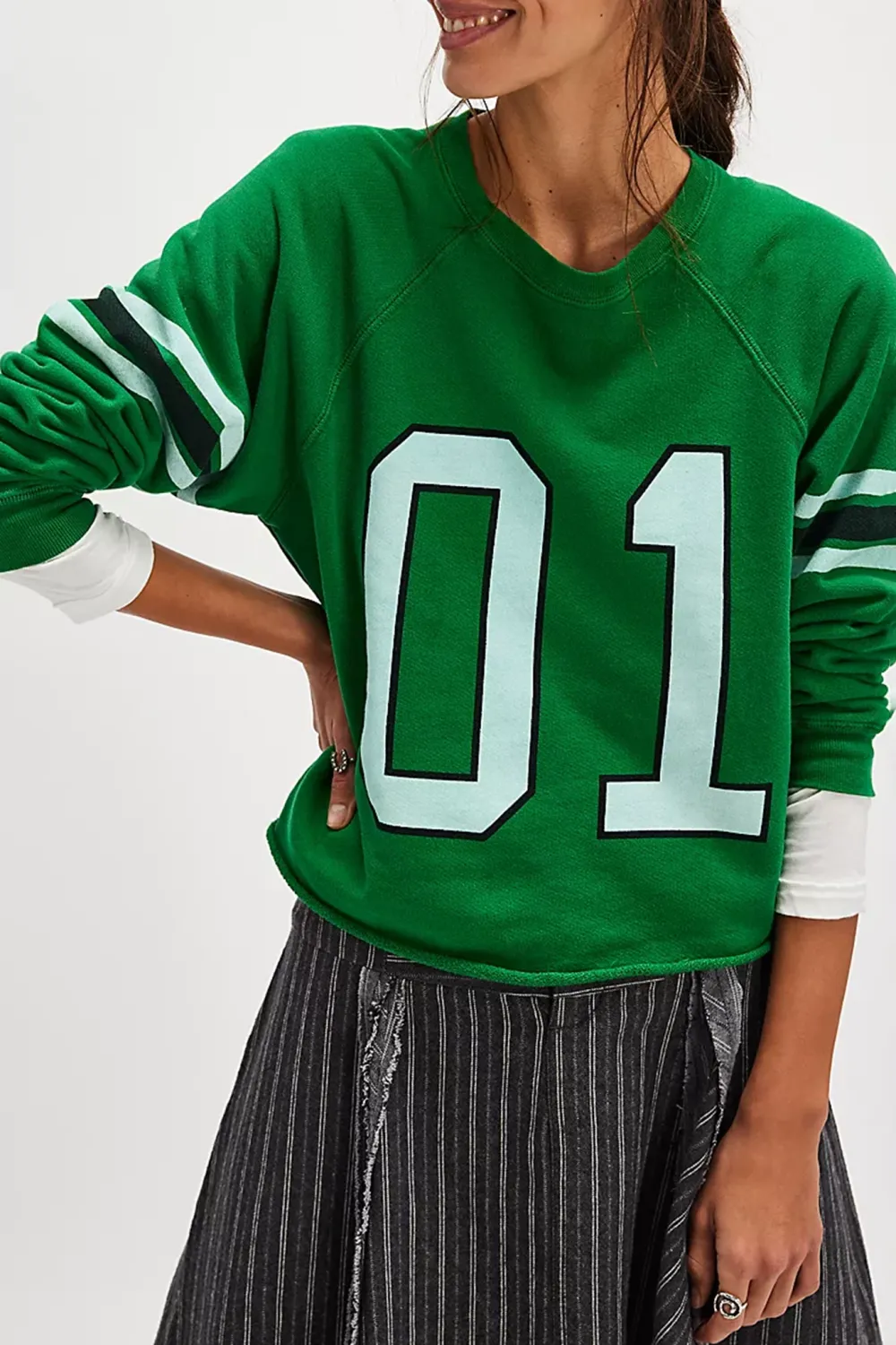 Number Print Raglan Sleeve Sweatshirt
