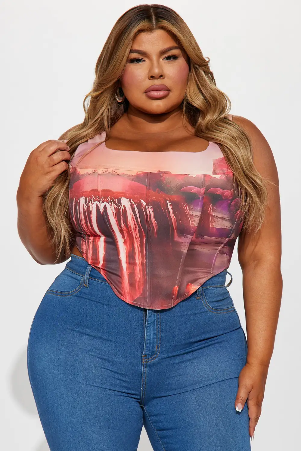 Adventures Ahead Corset Top - Orange/combo