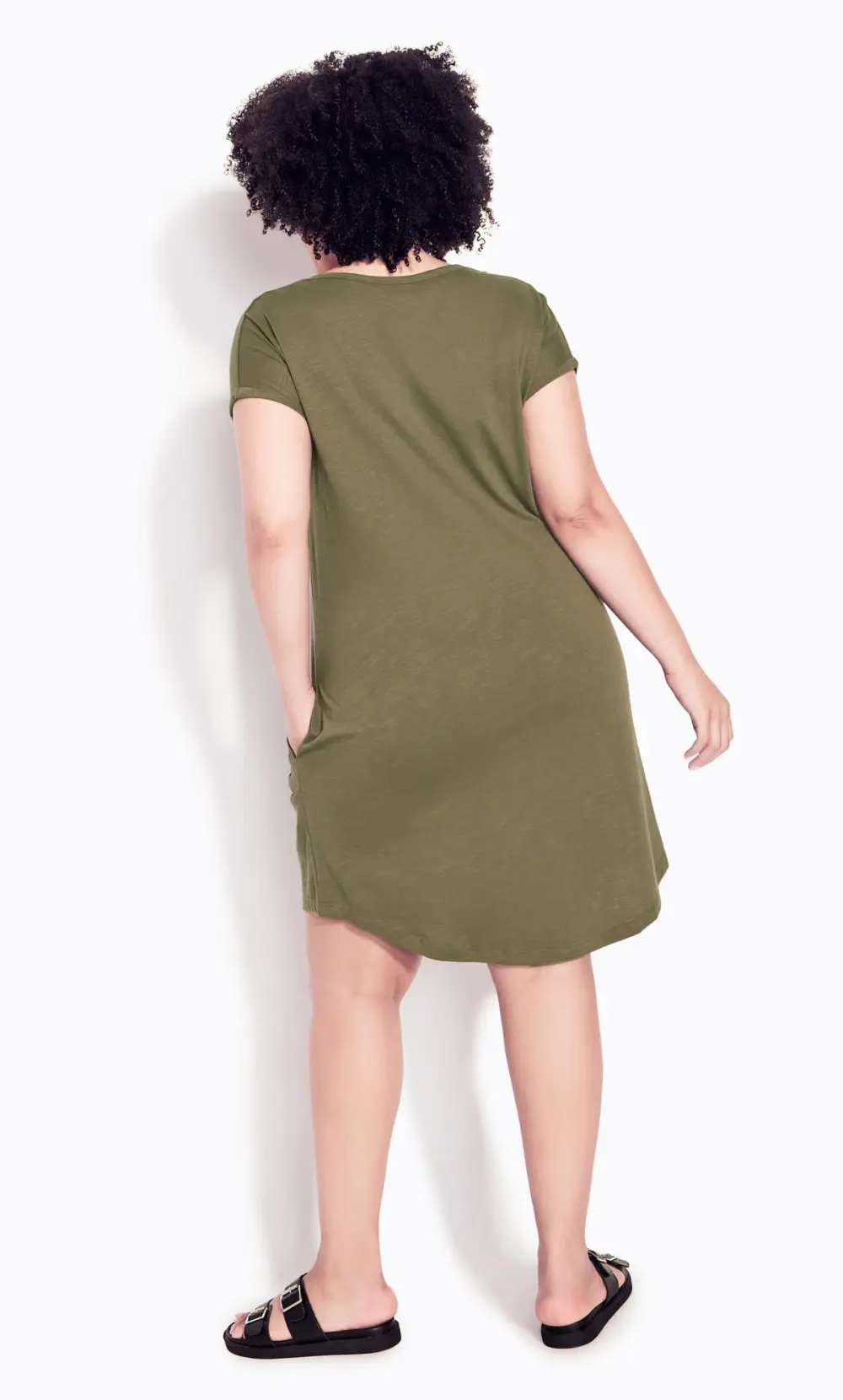 Evans Natural Olive Green Pocket Detail T-Shirt Dress