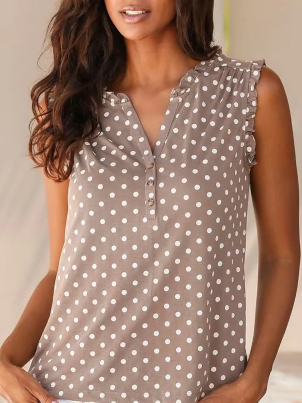 PolkaDot V-neck Casual Style Blouses