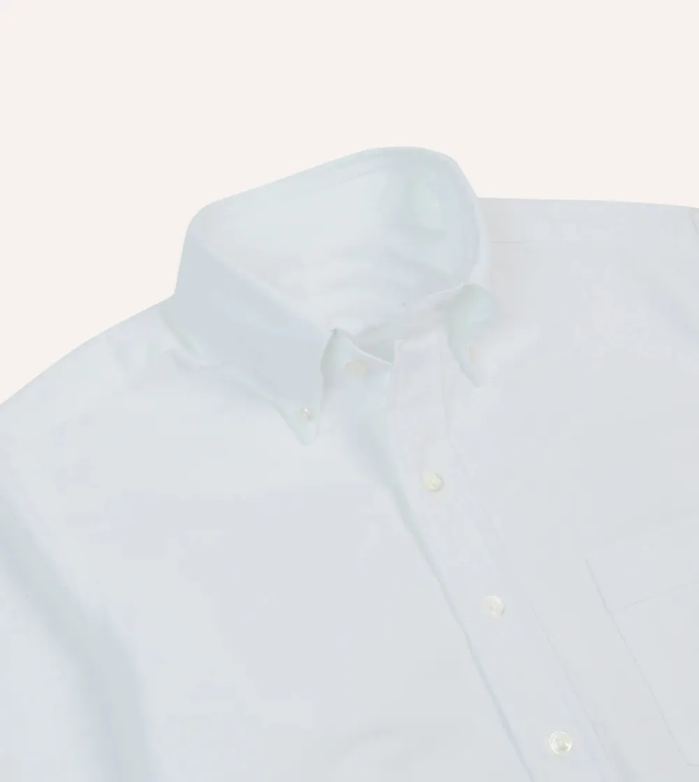 White Oxford Cotton Cloth Button-Down Shirt Lapel Plain