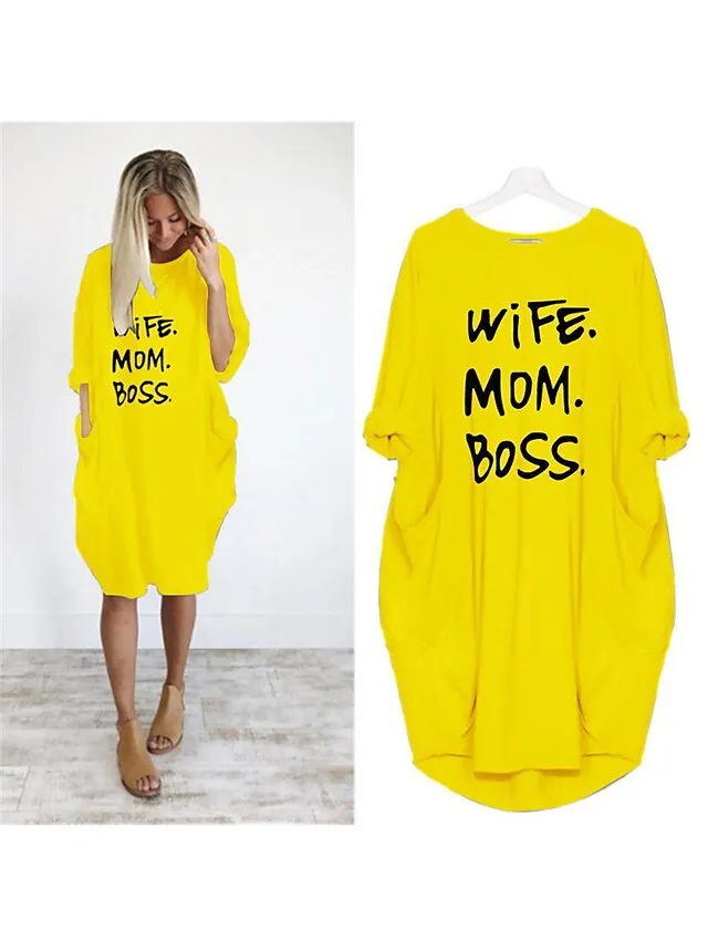 Women's Pajamas Loungewear Nightgown Sleepwear Letter Fashion Simple Basic Home Daily Mother's Day Polyester Pullover Summer Spring claret Orange red